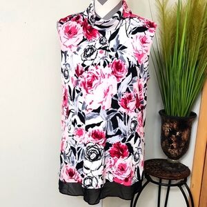Karl Lagerfeld Sleeveless Mock Neck Floral Top